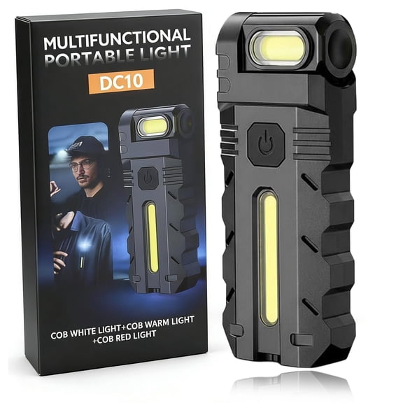 Flashlight,  Dual Beam, Magnetic Base & C Rechargeable Power Quick Charge Pocket-Sized EDC Design –180° Rotating Head LED Work Light （1PCS）
