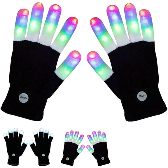 Flashlight Gloves, Finger Gloving Light Gloves, 7 Colors LED Rave Gloves for Adult Teens Light Shows, Raves, Festival, Party