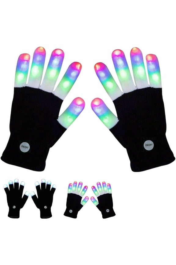 Flashlight Gloves, Finger Gloving Light Gloves, 7 Colors LED Rave Gloves for Adult Teens Light Shows, Raves, Festival, Party