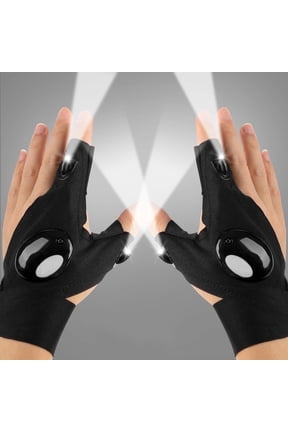 Men's Finger Lights Green Waterproof Gloves, Gifts for Men, Black