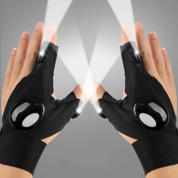 WLGJL Men's Finger Lights Green Waterproof Gloves, Gifts for Men, Black