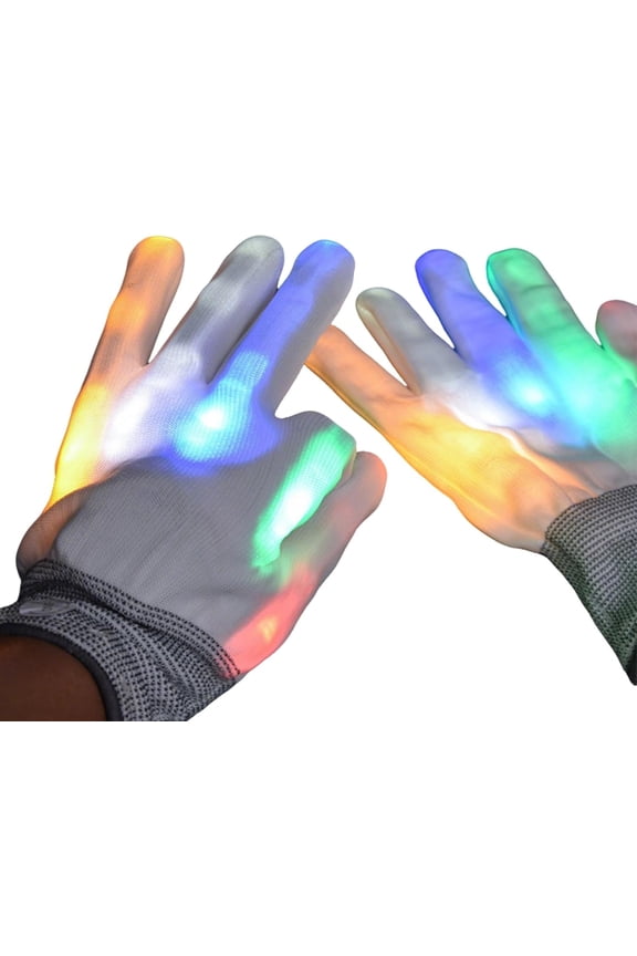 Flashlight Gloves, LED Rave Glove with 7 Color Light Show, Rechargeable Light Up Finger Gloves for Adults, Parties, Raves & Night Events