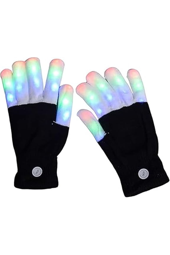 Flashlight Gloves for Men Led Rave Glove Light Finger Gloves with 6 Colors LED Light Up Glove Women Concerts Disco(1 pair*color-blocking,kkl)