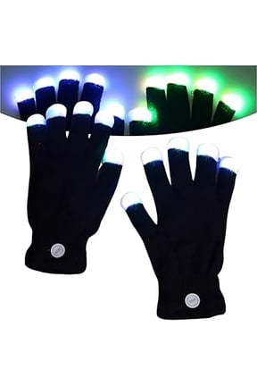 Flashlight Gloves for Men Led Rave Glove Light Finger Gloves with 6 Colors LED Light Up Glove Women Concerts Disco(1 pair,kkl)