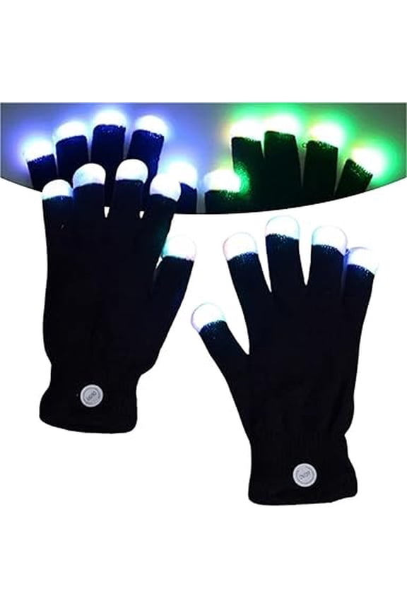 Flashlight Gloves for Men Led Rave Glove Light Finger Gloves with 6 Colors LED Light Up Glove Women Concerts Disco(1 pair,kkl)