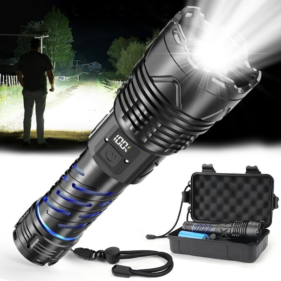 Boyun Daj 200000 High Lumens with 5000mAh ,5 Modes LED Flashlight Adjustable,High Powered Flash Lights Waterproof Handheld Flashlights for Home Camping Hiking