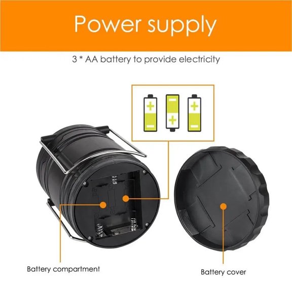 Flashlight Lantern Camp Lantern Tent Lights Camping Gear Battery Operated Waterproof Outdoor Lights with Foldable Hook Survival
