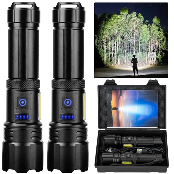 Flashlight Led Rechargeable Flashlights High Lumens  99 000 Lm Super Bright Flash Lights Waterproof Handheld For Home Camping Hiking(2 Pack)
