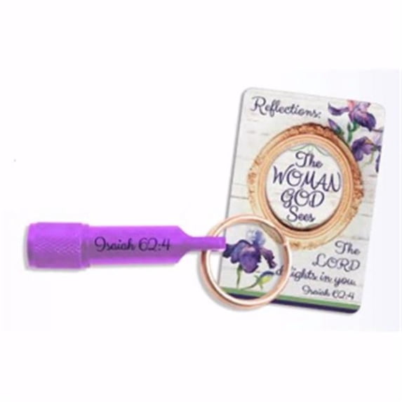 Christian Tools Of Affirmation 177765 Flashlight-Mini LED & Reflections The Woman God Sees-Lavender -Isaiah 624 E