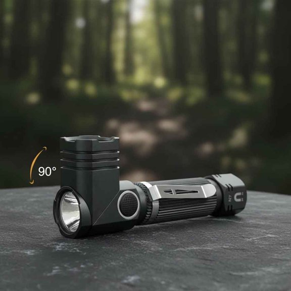 Flashlight, N7 600 Lumens Tactical Flashlight, 90 Degree Waterproof Led Mini Flashlight 4 Modes for Camping, Outdoor, Hiking
