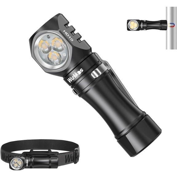 Flashlight Rechargeable 1200 Lumens Small Flashlights with Magnet - HD10 Right Angle Flashlight with Anduril 2.0 RGB UI, IP68 Pocket Flash Light for Headlamp Use,Working,Hiking,Climbing-4000K