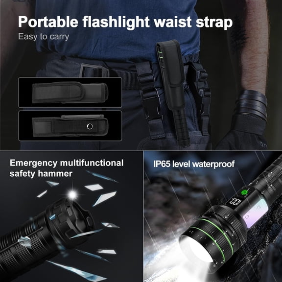 Flashlight Rechargeable 9000 High Lumens with Long Handle, Powerful Handheld Flashlight with 11 Light Modes & Waterproof & Zoomable for Home, Camping, Emergencies$$Tools & Hardware Other