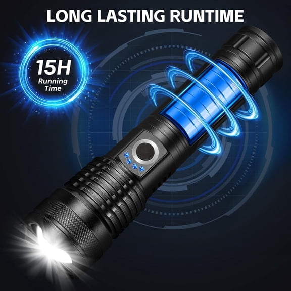 Flashlight Rechargeable LED High Lumens - 99,000 Lm Super Bright Powerful Handheld Flash Light with 5 Modes for Home, Camping (3)
