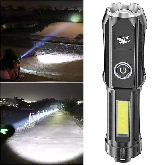 Flashlight Rechargeable Spotlight Long Range 1500m High Flashlight With 100000 Telescopic Flashlight With USB Cable And 5 Modes10453