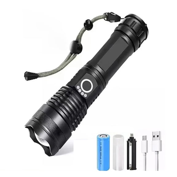 Flashlight Rechargeable Zoomable Adjustable Brightness 10000 High Lumens 1200 Meters Long Beam Super Bright LED Flash Light with Power Display Waterproof for Camping,Christmas Gifts (2400mAh)