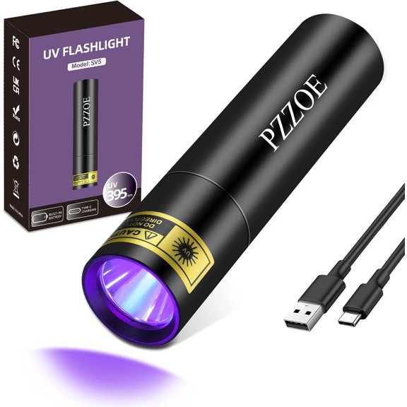 Flashlight UV Black Lights Woods Lamp Blacklight Mini Rechargeable | Powerful LED 395nm Blacklights Flashlights, Ultraviolet Light for Epoxy Resin Curing, Pet Urine, Cat Ringworm, Uranium Glass