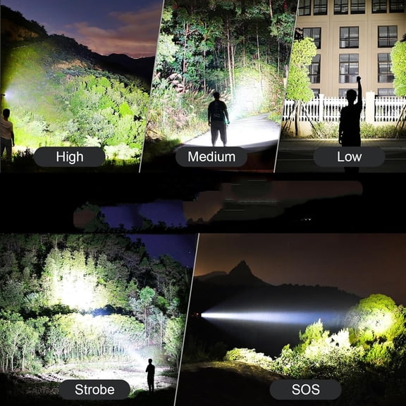 Flashlights 90,000 Lumen High Lumens Rechargeable 2 Pack, Brightest Flash Light with 5 Modes & 18H Runtime, IPX7 Waterproof, Powerful Handheld Flashlights for Home Camping Hiking