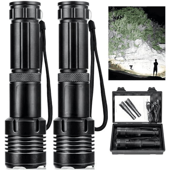 Flashlights 9000 High Lumens 2 Pack, Super Bright LED Rechargeable Flashlight, 5 Modes, IPX7 Waterproof Flah Light for Camping Home Camping Outdoor$$Tools & Hardware Other