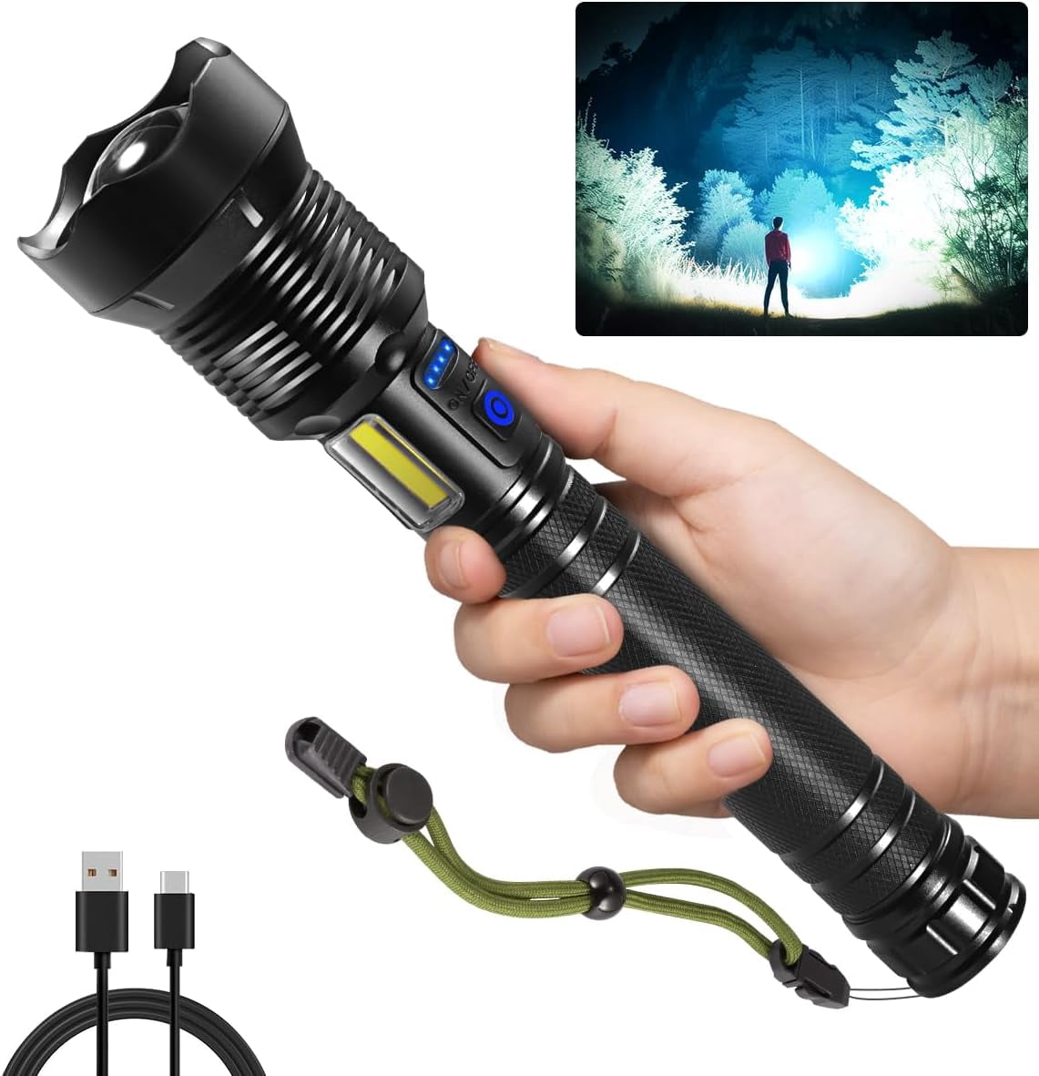 Flashlights High Lumen Rechargeable, Heavy Duty 990000 Lumens ...