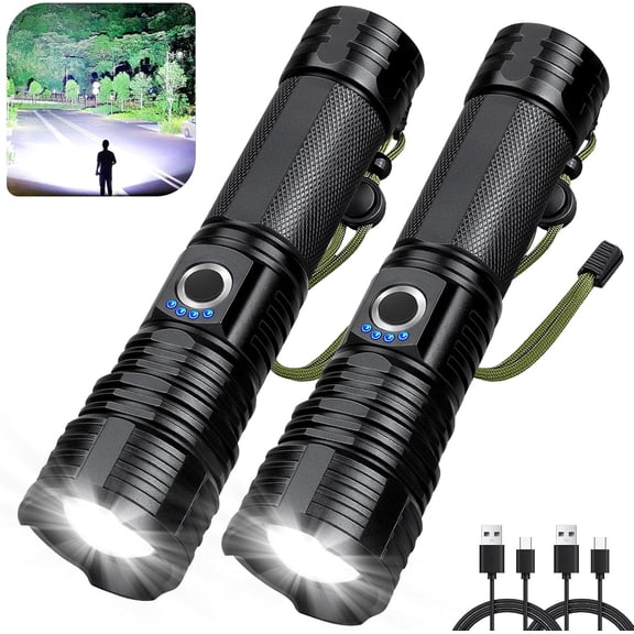 Flashlights High Lumens, 2Pack 99000 Lumen Bright Flashlight with 5 Modes & , Handheld High Flash Light for , Camping, Emerge?cies