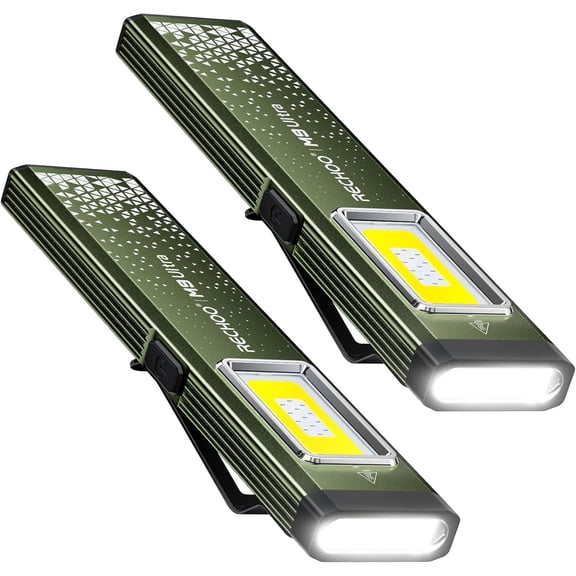 Flashlights High Lumens 2Pack, EDC Flashlight with Clip, 8 Modes Pocket Flashlight, Portable Flat Flashlights for Camping