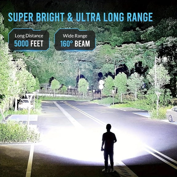 Flashlights High Lumens Rechargeable 2 Packs, 1,500,000L Tactical LED Flash Light, Handheld Super Bright Flashlight with 5 Modes, Battery Powered, Digital Display for Home Emergencies Camping