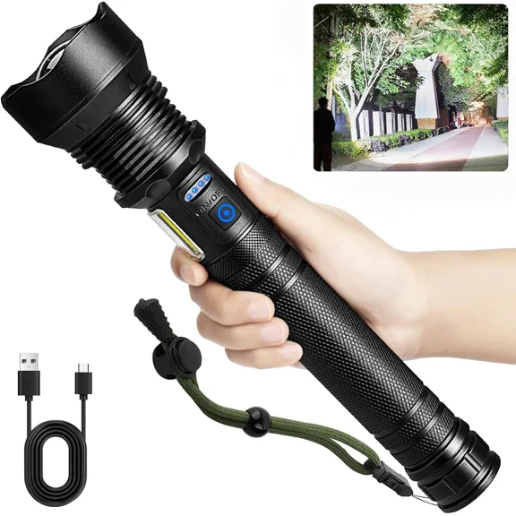 Flashlights High Lumens Rechargeable, 990,000 Lumens Super Bright Led Flash Light, 7 Modes with COB Light, IPX6 Waterproof, Handheld Powerful Flashlight for Home, Camping, Emergecies