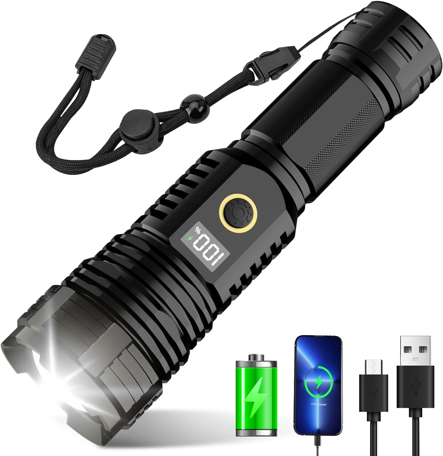 Flashlights High Lumens Rechargeable Flashlights, 900,000 Lumens LED ...