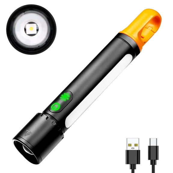 Minsk Flashlights High Lumens Rechargeable LED Flashlight, 2000 Lumen, Water-Resistant, Black