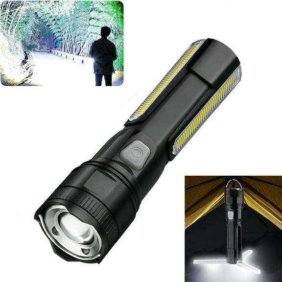 Flashlights High Lumens Rechargeable, Super Bright Zoomable LED Powerful Flashlights for Camping, 6 Modes, Waterproof Camping Lights Tent Lights