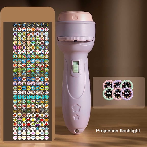 Flashlights For Kids Children Projector Flashlight Toy, 48 Patterns Educational Learning Torch Light, Cartoon Projection Lamp for Kids Bedtime Story, Gifts for Boys Girls, 3x12 cm, Purple