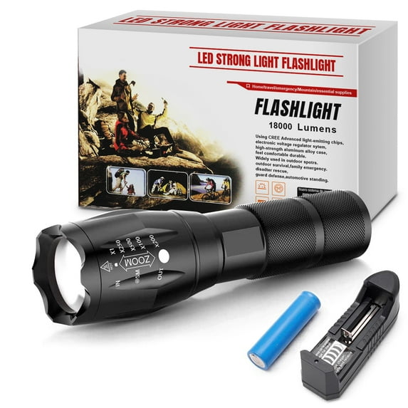 Flashlights, LED Flashlight - High Lumen, 5 Modes, Zoomable, Water Resistant, Handheld Light - Best Camping/Outdoor/Hiking/Flashlights/Gift-Giving/Emergency(Batteries Included)