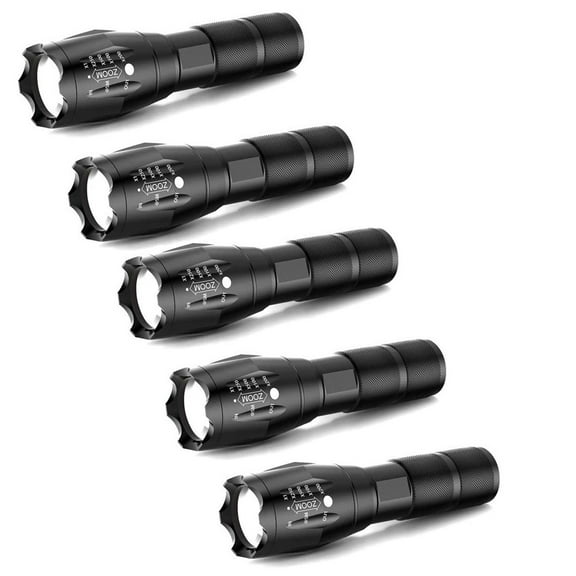 Flashlights, LED Tactical Flashlight S1000 - High Lumen, 5 Modes, Zoomable, Water Resistant - Best Camping/Outdoor/Hiking/Flashlights/Gift-Giving/Emergency(Batteries Not Included)- 5 Pack