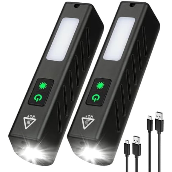 Flashlights Rechargeable High Lumens - Bright Small Pocket Magnetic Flash Light, 7 Modes LED Torch with Red Beam for Camping Home Work (2 Packs)$$Tools & Hardware Other