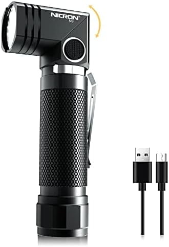 Flashlights,Rechargeable Magnetic Flashlight Super Bright 1000 lumens 6 Modes led Flashlight for Camping,Garage Work, 90°Twist EDC Pocket Tactical Flashlight IP65 Waterproof N9$$