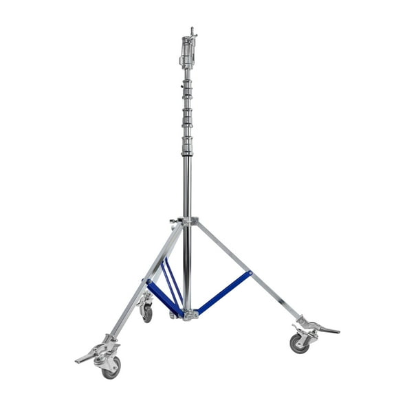 Flashpoint 13.3' High Cine Stand Pro with Combo Head, Silver, Bundle with 3x Wheels