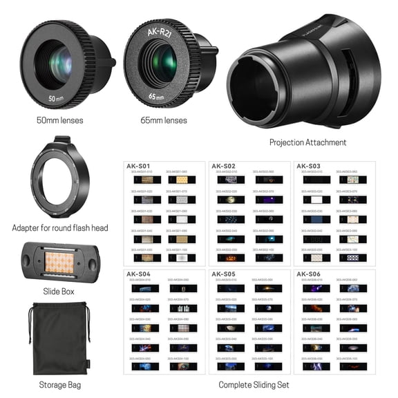 Flashpoint AK-R21 Projection Attachment Kit, Bundle with AK-S Slide Set and 50mm Attachment Lens