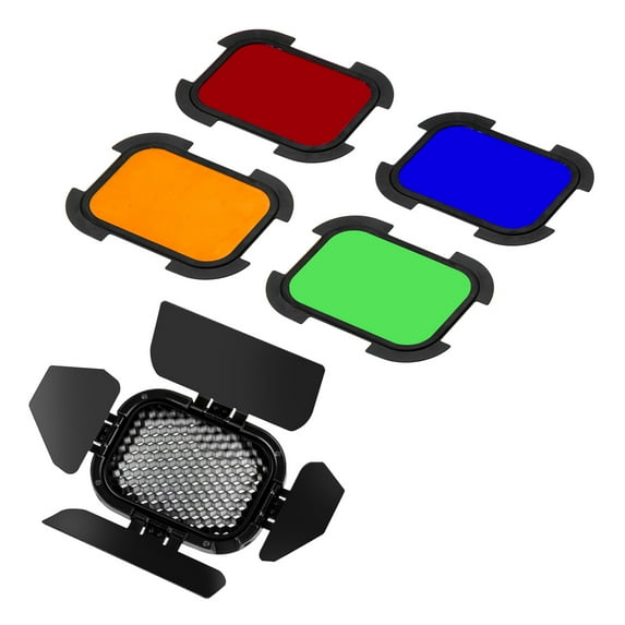 Flashpoint Barndoor Kit For The eVOLV 200 Fresnel Head with 4 color gels (BD-07)