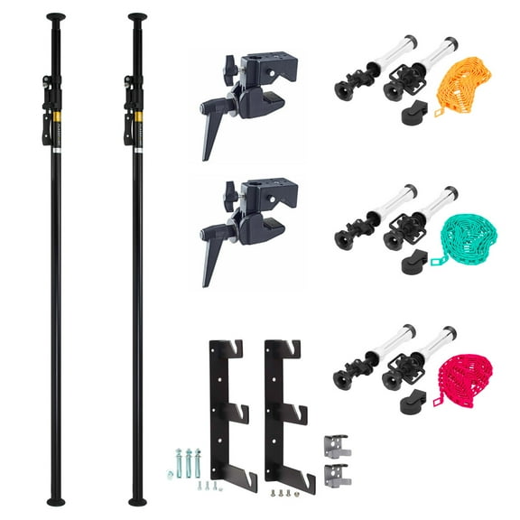 Flashpoint Deluxe Telepole Support System, Pair, Bundle with Super Clamp, 3x TeleDrive with Chain and 2x Background Triple Hooks