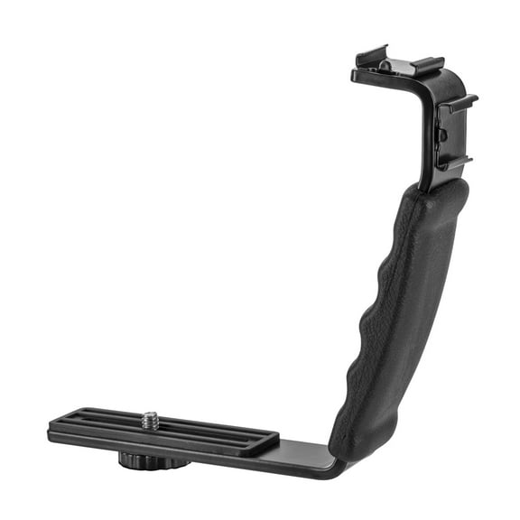Flashpoint Dual Shoe Mount L-Bracket For DSLR Camera Video Lights, Monitors or Microphones.Heavy Duty