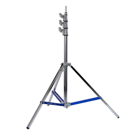 Flashpoint 9.9ft Steel Light Stand Pro with Leveling Leg, Silver, Max Load 22lb