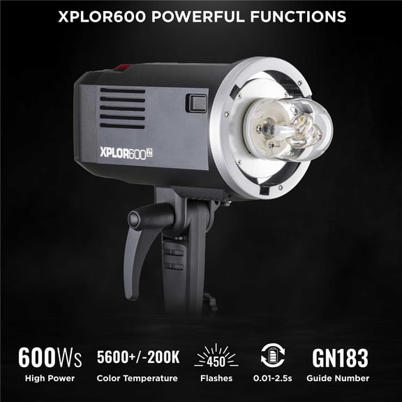 Flashpoint Godox AD600BM XPLOR 600 HSS TTL Battery-Powered Monolight Bowens Mount 600Ws GN87 High Speed Sync Outdoor Flash Strobe Light with 2.4G Wireless X System