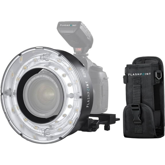 Flashpoint R200 Ring Flash Head for eVOLV200 and 200 Pro Pocket Flash, Black with CB56 Carrying Bag