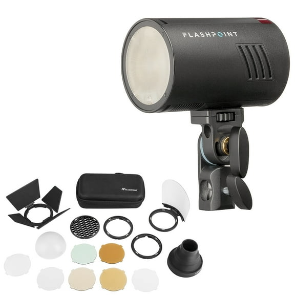 Flashpoint XPLOR 100 Pro TTL R2 Pocket Flash Kit With The Round Head Accessory Kit (Godox AD100 Pro)