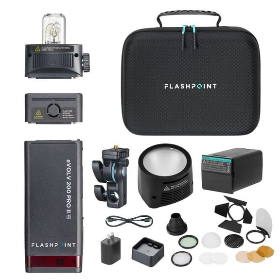 Flashpoint eVOLV 200 Pro II TTL Pocket Flash With Round Head Pro Kit