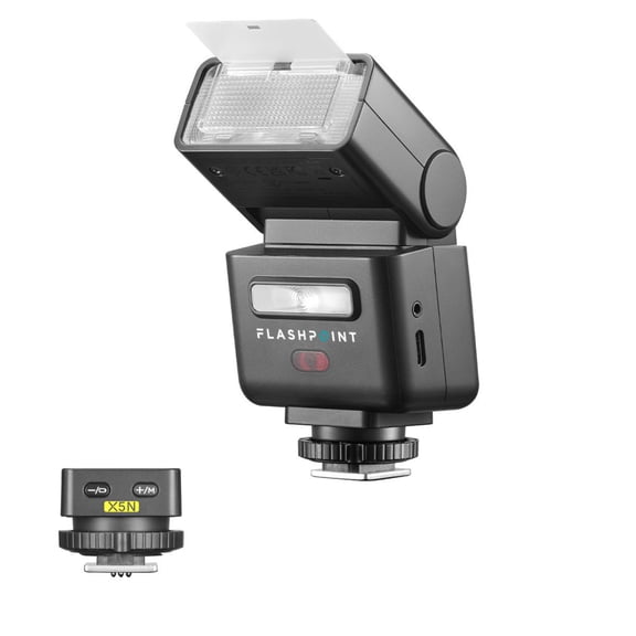 Flashpoint iT32 Compact R2 TTL Mini Camera Flash with Detachable Magnetic X5-N Interchangeable H ot Shoe Module and Wireless Trigger (Nikon)