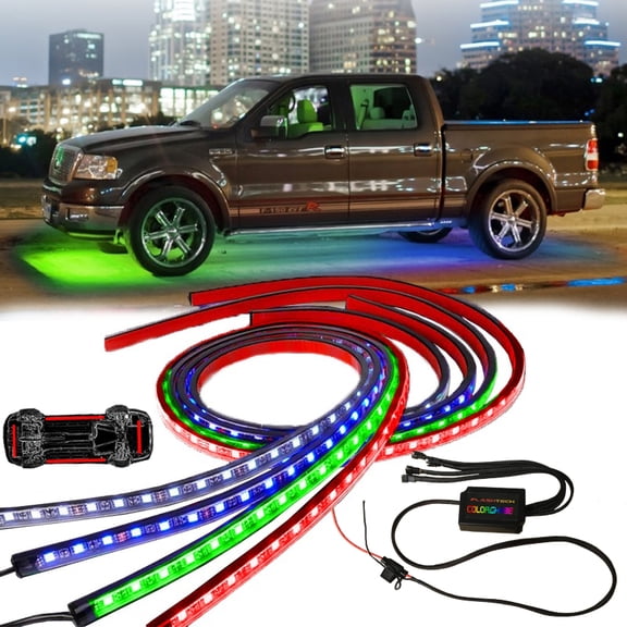Flashtech 48 ColorChase LED Waterproof Underbody Kit with Bluetooth Control, Multi-Color Dynamic Lighting Effects