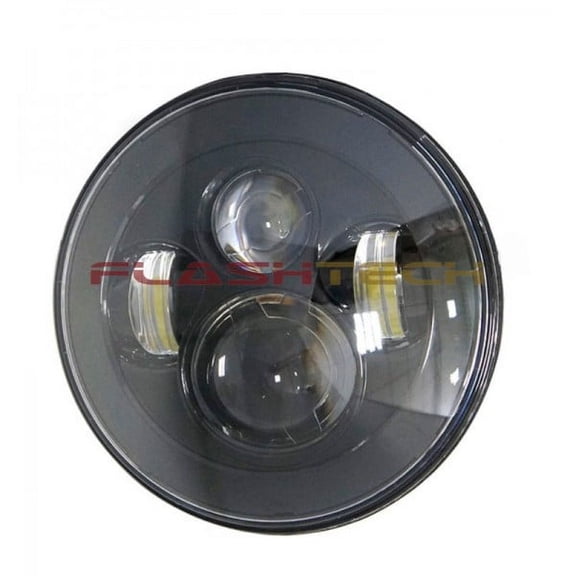 Flashtech 7 Inch Round Headlight 7020 Assembly - Pair with RGB Color Change Halos Installed