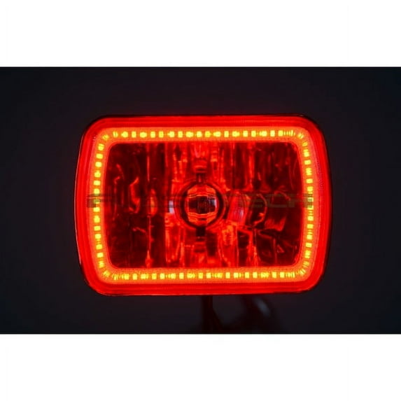 Flashtech 7x6 Inch LED Headlight Sealed Beam Rectangular Assembly Replacement Hid Xenon for Jeeps, Motorcycles Off Road with Color Changing Halos - Pair