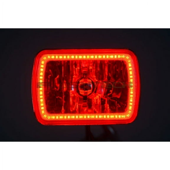 Flashtech 7x6 Inch LED Headlight Sealed Beam Rectangular Assembly Replacement Hid Xenon for Jeeps, Motorcycles Off Road with Color Changing Halos - Pair